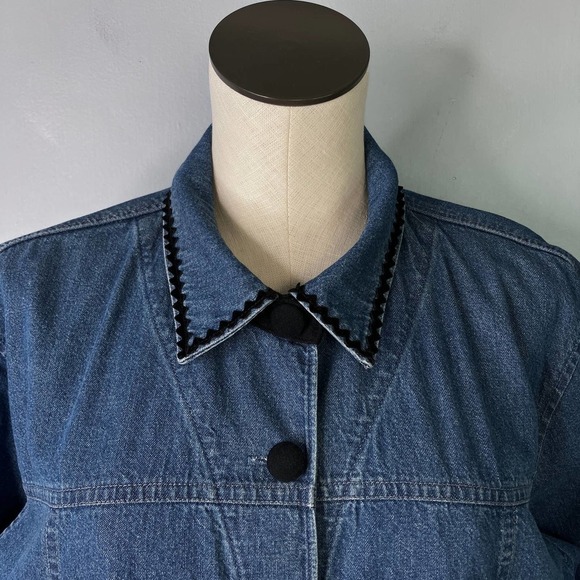 Vtg Gotcha Covered Denim Button Up Shacket Colorful Geometric Embroidered Size L - Picture 2 of 16